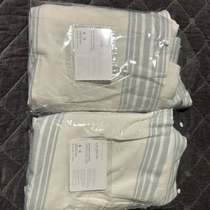 Pair of Pottery Barn Riviera Stripe Lined Curtains 50x84